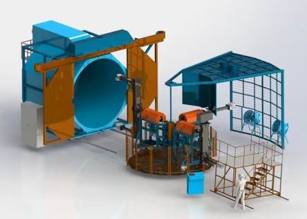Equipo de moldeo por rotación de tres torres de brazo automático de moldeo de plástico rotativo controlado por PLC